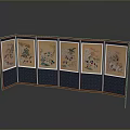ground screen bed screen comb head screen light screen like jade screen carved screen glass screen 3d model
