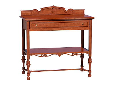Traditional Wooden Decorative Cabinet With Carved Top Drawer And Elegant Legs 3d model