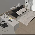 Modern Bedroom Interior Design With Platform Bed Desk Chair Plants And Window