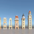 Various Classic And Modern Architectural Towers With Different Roof And Window Designs
