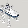 Modern Yacht Structure On Dock With Support Frames And Blue Sky 3d model