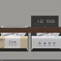 Practical Wall Mounted Storage Shelf With Digital Clock And Tissue Boxes