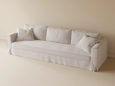Elegant Beige Modern Sectional Sofa With Plush Cushions And Simple Design 3d model