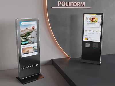 Modern Office Appliances Digital Signage Kiosks With Interactive Screens And Information Displays 3d model