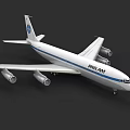 Pan Am Passenger Airplane With White Body Blue Stripe Four Engines And Tail Logo