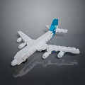 Lego Airplane Model As Creative Children's Plaything With White Body Blue Tail And Multiple Engines