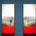 Colorful Abstract Paintings With Diverse Styles Hanging On Wall For Modern Decor