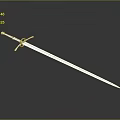 Medieval Style Metal Sword With Cross Guard And Silver Blue Blade