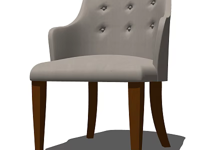 Light Gray Fabric Leisure Chair With Tufted Backrest And Wooden Legs 3d model
