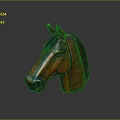 Artistic Red And Black Horse Head Sculpture With Polished Surface On Dark Background