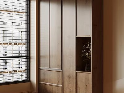 Sleek Modern Entryway Cabinet And Side Cabinet With Wooden Storage And Decorative Shelves 3d model