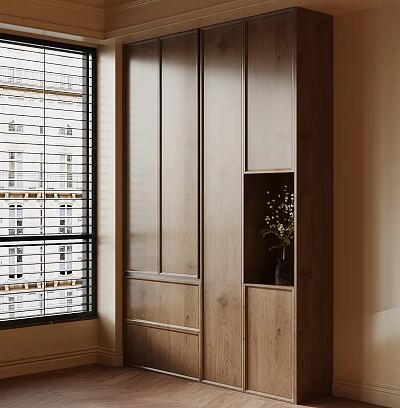 Sleek Modern Entryway Cabinet And Side Cabinet With Wooden Storage And Decorative Shelves 3d model