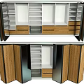 Modern Wooden Storage Cabinet Rack With Glass Doors And Metal Frame Design Structure