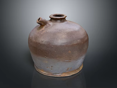 Handcrafted Ceramic Sculpture Rustic Brown Earthenware Pottery Vessel With Textured Surface 3d model