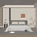 Minimalist Modern Bedroom Interior Design With Bed Nightstand Artwork Rug And Cozy Armchair