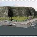 Scenic Garden Landscape Featuring Mountain Greenery Cottages and Marina Yachts