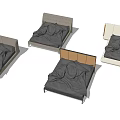 Modern Double Bed With Various Upholstered Headboard Designs And Black Sheets 3d model