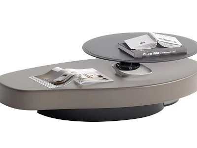 Sleek Modern Coffee Table With Double Layer Design Books Magazine And Clock On Black Base 3d model