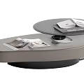 Sleek Modern Coffee Table With Double Layer Design Books Magazine And Clock On Black Base
