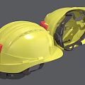 Yellow Safety Helmet External Design And Internal Adjustable Strap Structure 3d model