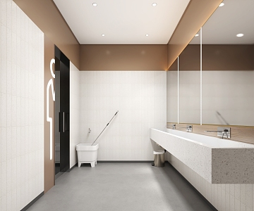 Public toilet lobby 3d model