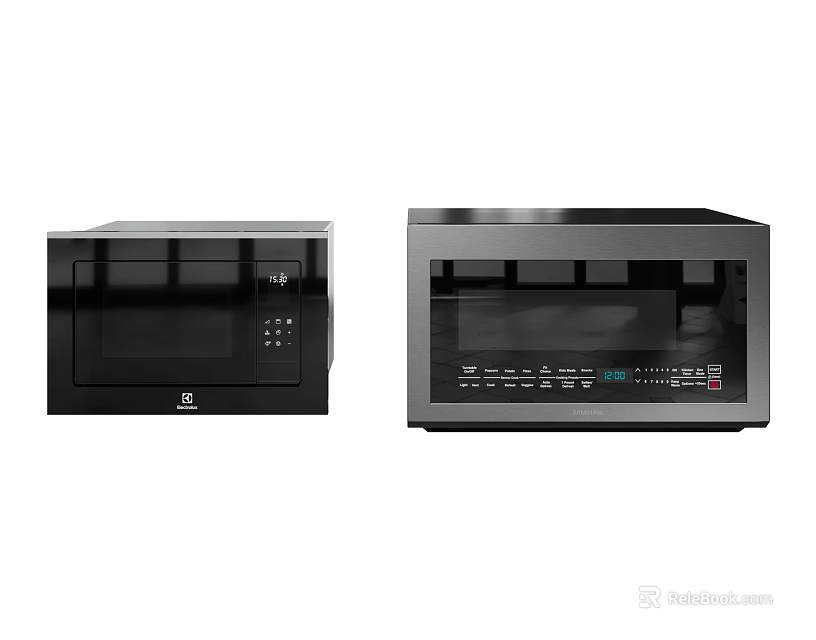 Stylish Black Kitchen Appliances Microwave And Oven With Digital Control Panel For Home Cooking 3d model 