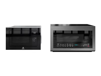 Stylish Black Kitchen Appliances Microwave And Oven With Digital Control Panel For Home Cooking 3d model