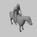 Detailed Fantasy Game Knight Character in Full Armor Riding Brown Horse
