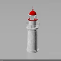 Decorative Lighthouse Furniture With White Tower Red Dome Cross Railing And Reflection