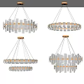Modern Style Pendant Lighting Combinations With Transparent Metal Frames For Home Decor 3d model