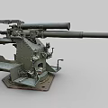 Vintage Artillery Weapon With Long Barrel Mounted Metal Base And Operating Components 3d model