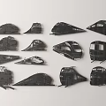 Modern Train Head Silhouette Wall Decor With Various Creative Designs 3d model