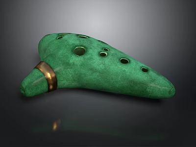 Elegant Green Ceramic Ocarina With Golden Ring Musical Instrument For Daily Use 3d model