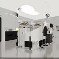 Modern Elegant Clothing Store Interior With Mannequins Clothing Displays And Decorative Lighting