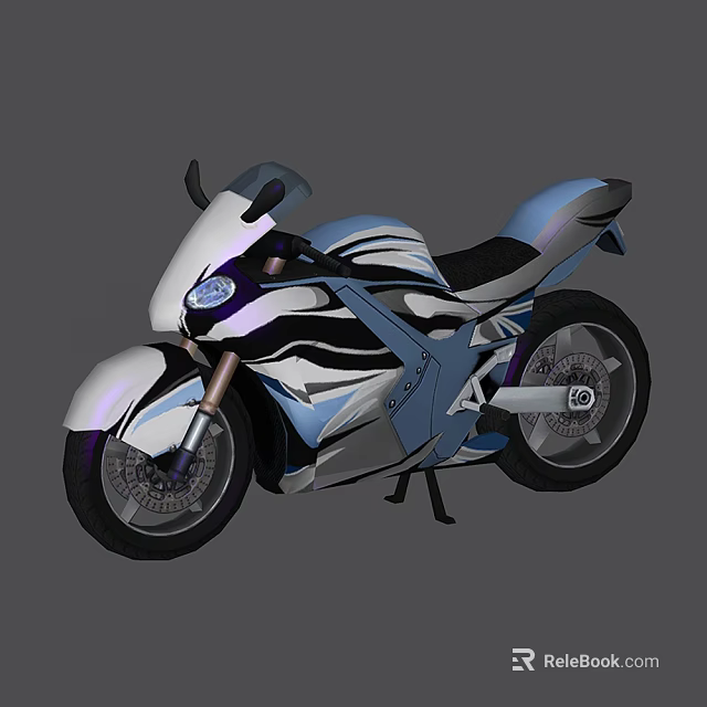 Modern Blue And White Motorcycle Featuring Streamlined Body Black Seat And Alloy Wheels 3d model 