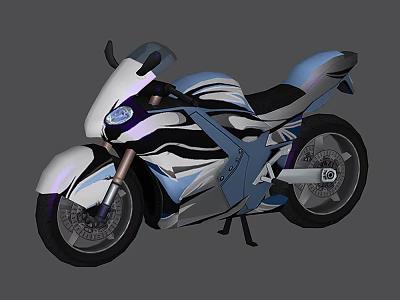 Modern Blue And White Motorcycle Featuring Streamlined Body Black Seat And Alloy Wheels 3d model