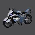 Modern Blue And White Motorcycle Featuring Streamlined Body Black Seat And Alloy Wheels