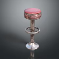 Stylish Bar Stool with Red Cushioned Seat Metal Frame Circular Footrest and Stable Base