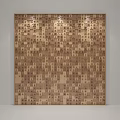 Sofa Background Wall with Wooden Tile Mosaic Chinese Book Character Design Modern Artistic Interior