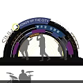 Honor of the City Shanghai Scene with Illuminated Arch and People Silhouettes