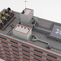 Commercial Building Rooftop Mechanical Equipment Setup With Ventilation Units And Platform 3d model