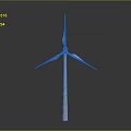 White Wind Turbine With Three Blades And Red Tips On Dark Background 3d model
