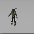 3D Model Of Vintage Diver Character With Metallic Armor Helmet And Full Body Gear
