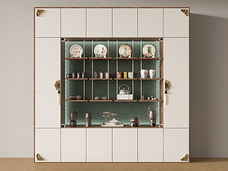 New Chinese Style Display Cabinet Tea Set Tea Display Cabinet 3d model