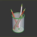 White Cylindrical Pen Holder With Colorful Pencils For Desk Stationery Organizer