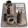 Modern Minimalist Decorative Ornament Set with Trays Bottles Mugs and Books Neutral Tones Home Decor