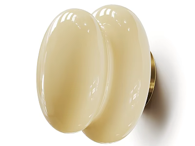 Modern Ivory White Wall Lamp With Two Oval Shades And Golden Metal Base 3d model