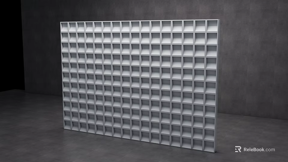 Modern White Grid Pattern Building Exterior Wall Panel With Gray Background 3d model