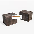 Two Vintage Rustic Wooden Boxes With Textured Surface For Storage 3d model