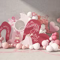 Romantic Love Celebration Decor With Pink White Balloons Heart Shaped Signs And Always Me Lettering